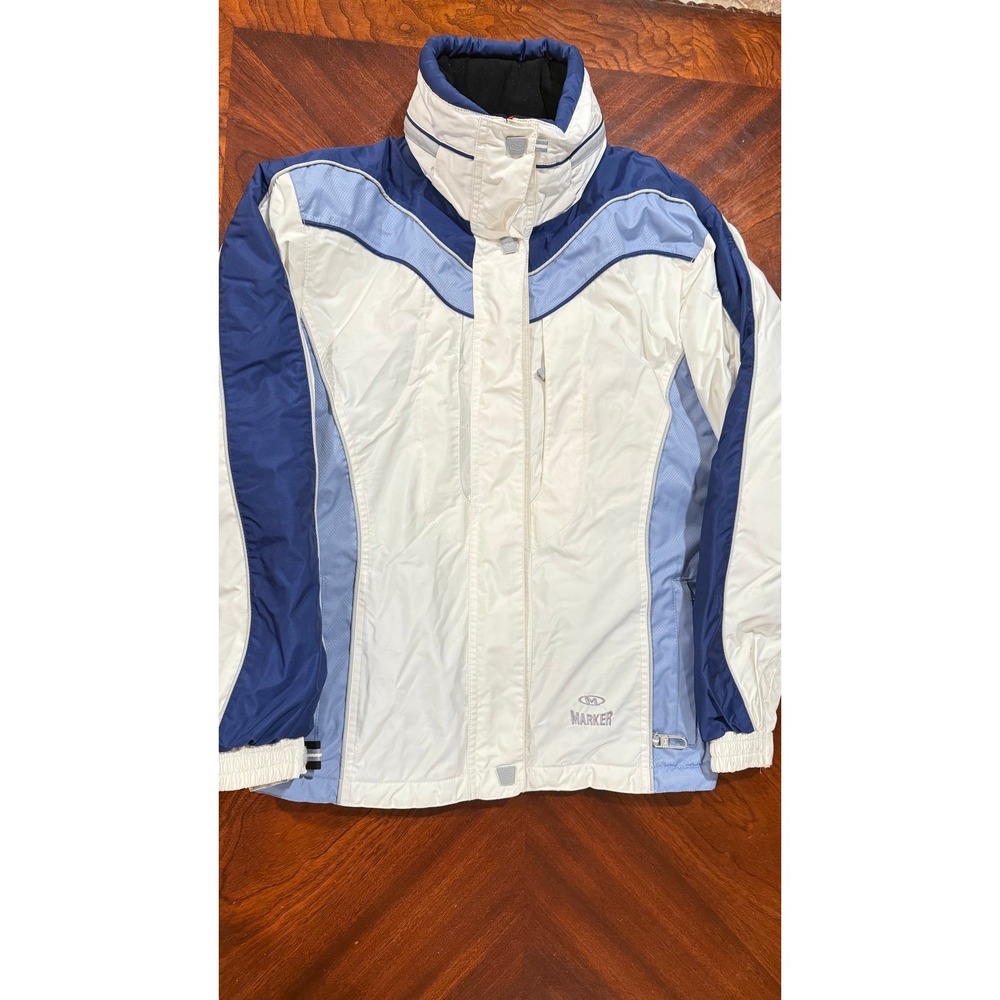 Marker Women's Ski Jacket white blue Gray Waterproof Snowboard size 6